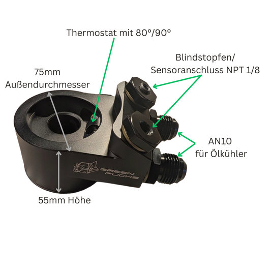 GreenFuchs | Sandwichplate Ölkühler mit Thermostat | GT/GR86 & BRZ I/II